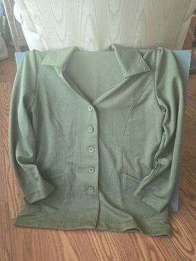 Weekenders Olive Green Button-Front Knit Jacket
